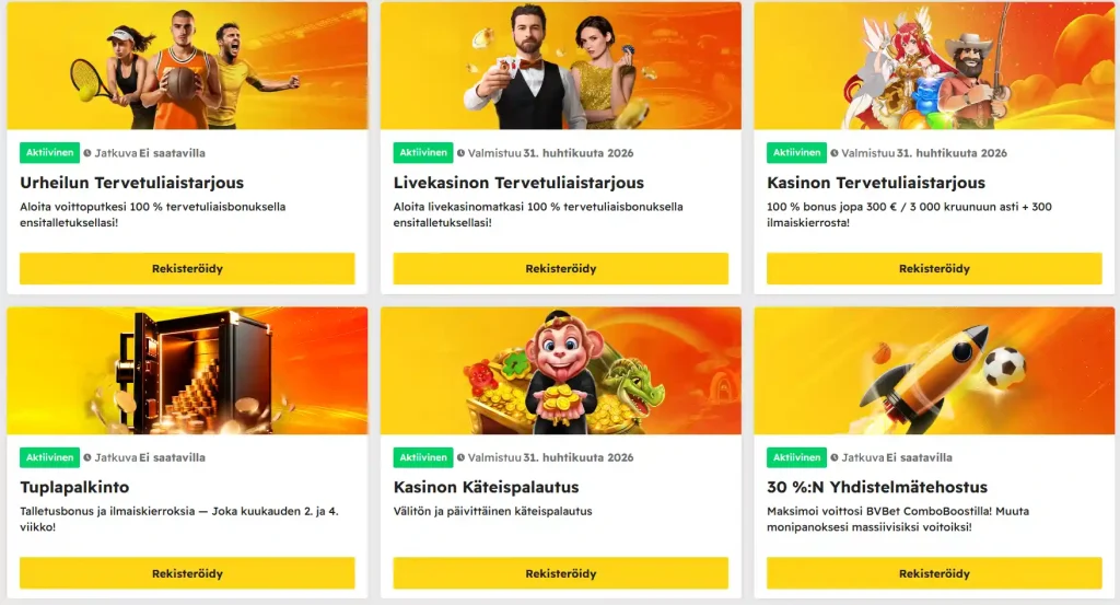 BVBet Casino bonukset cashback tarjoukset ja vedonlyöntikampanjat