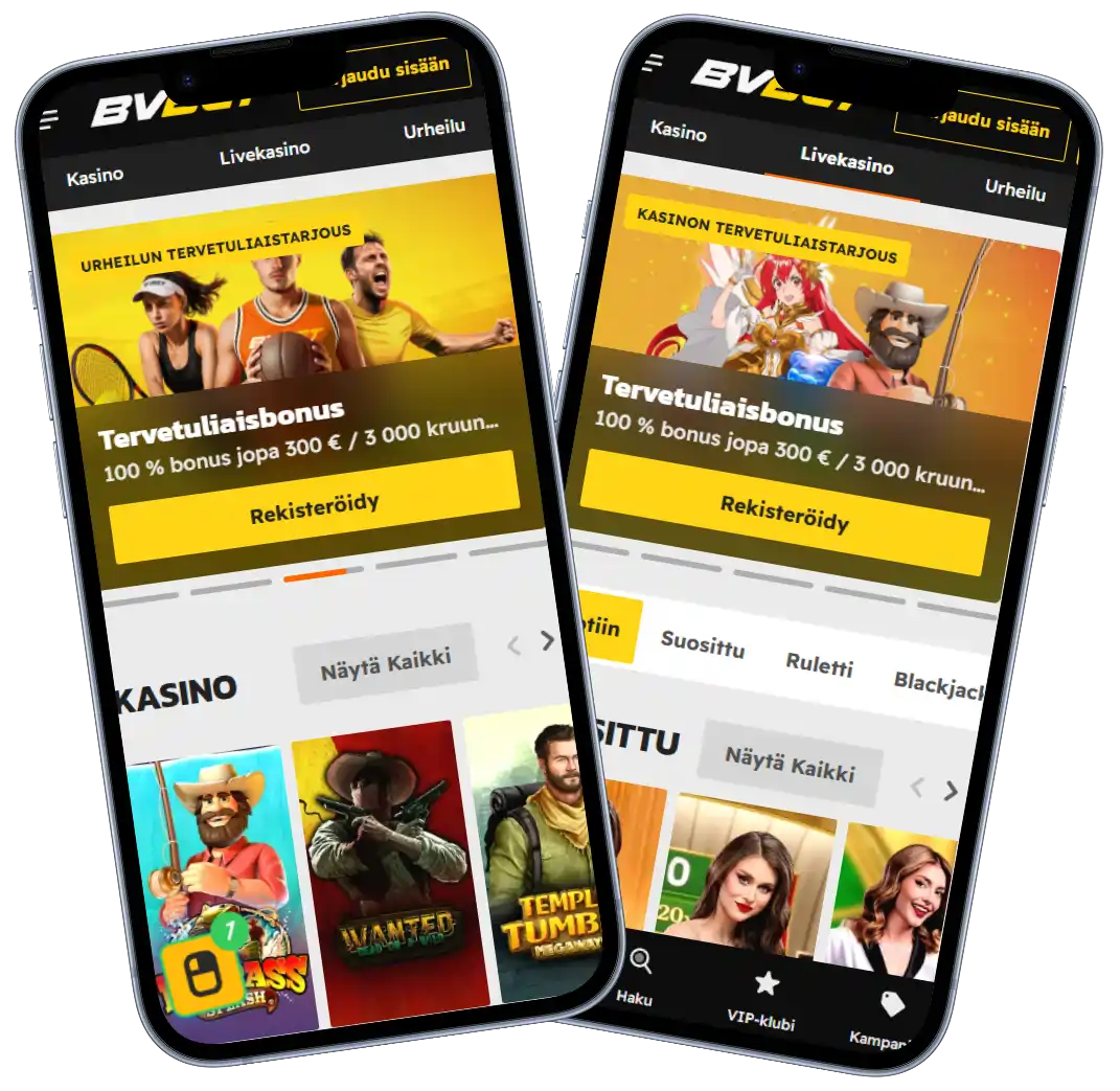 BVBet Casino mobiiliversio ja tervetulobonus älypuhelimella